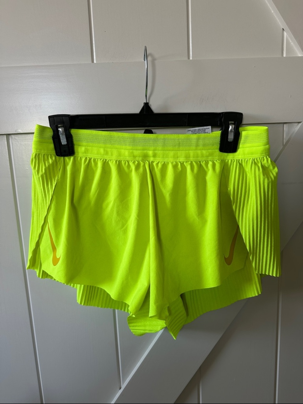 Nike Aeroswift Women's Neon Yellow Athletic Short with double nike Swoosh - Picture 16 of 16